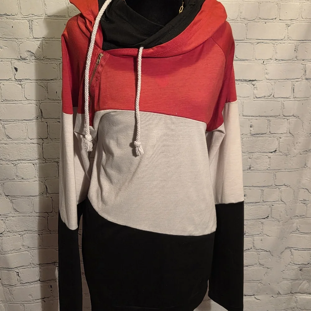 Soto‎ Lifestyle Assymetrical Hoodie Womens Sz XXL Colorblock - Picture 1 of 7